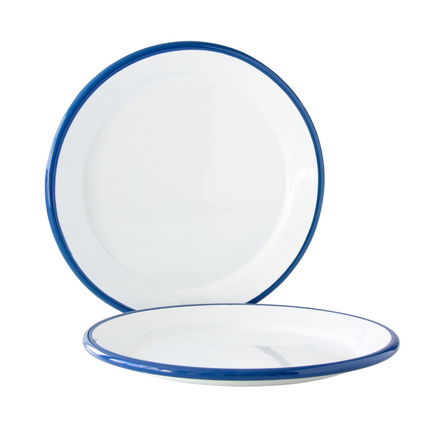 Teller 25 cm, White-Blue