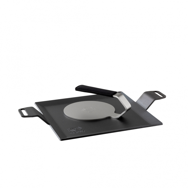 Set mit Grillplatte 40x27 und Burger-Eisen mit Neopren