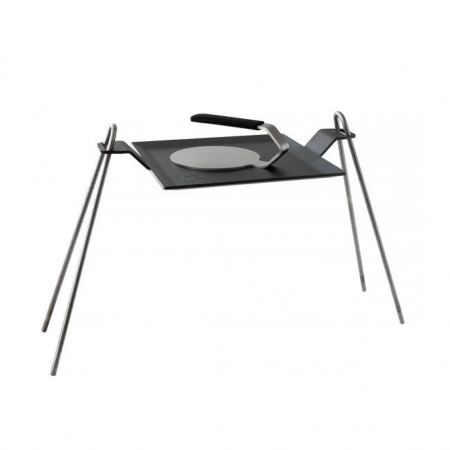 Set mit Grillplatte 40x27, Feuerstand und Burger-Eisen mit Neopren