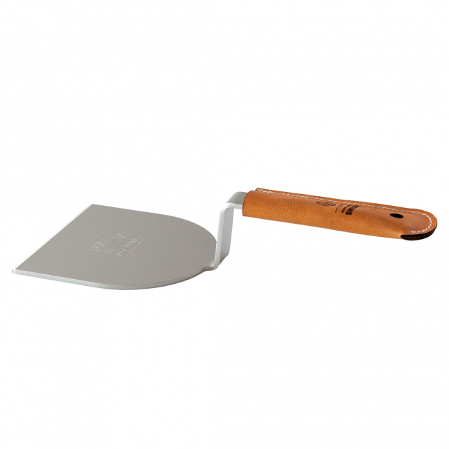 Grillpresse/Burger-Wender mit Handschutz aus Leder